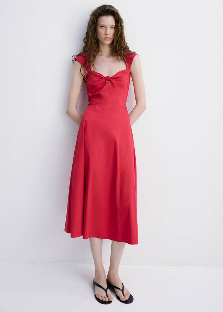 Midi-dress with open back red - Woman - 4 - MANGO | Mango (US/MX/AU)