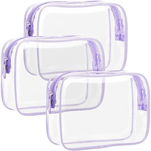 TSA Approved Toiletry Bag - F-color 3 Pack Clear Toiletry Bags - Clear Makeup Cosmetic Bags for W... | Amazon (US)