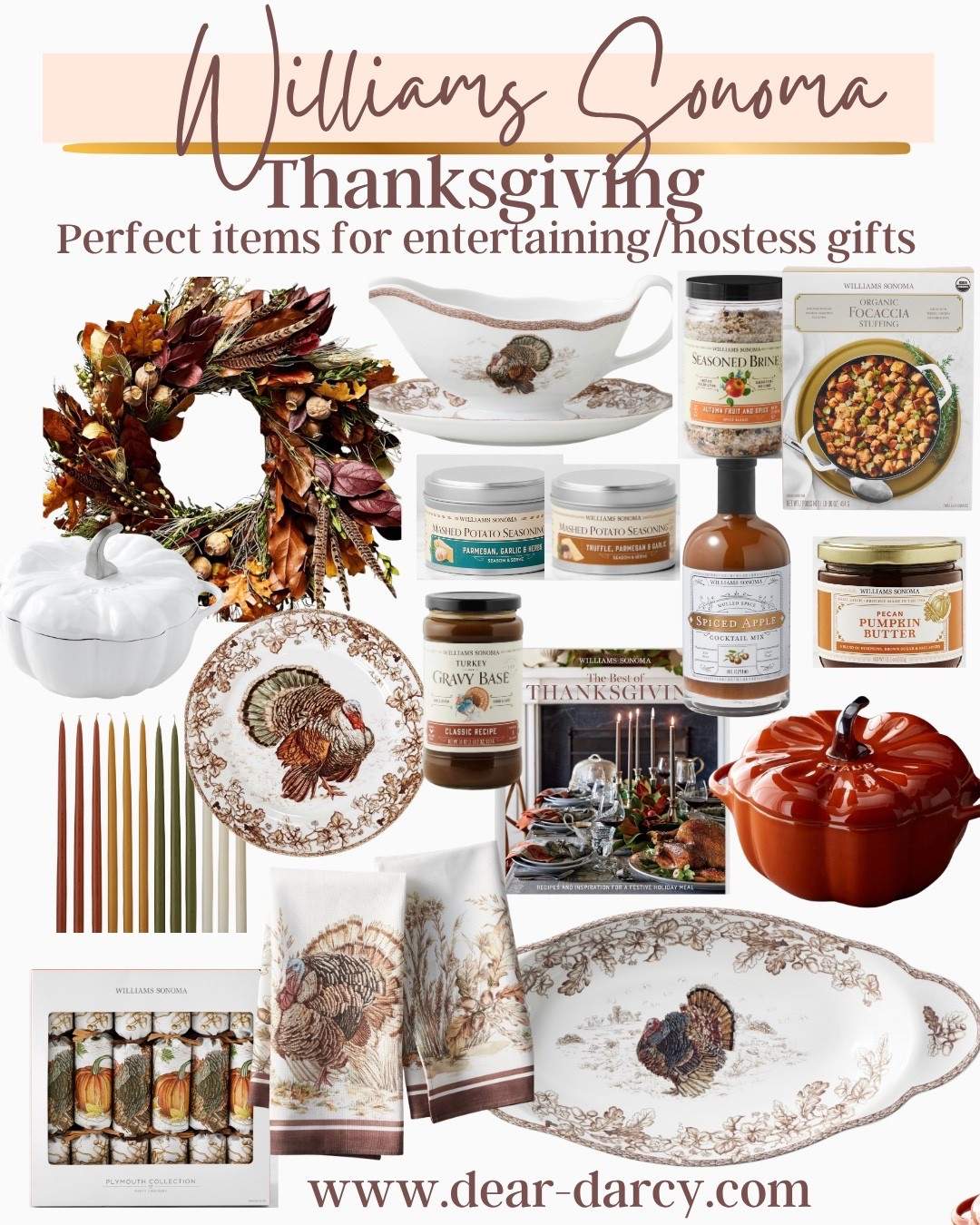 🍂William Sonoma 
Thanksgiving 🦃 entertaining pieces, spices and Thanksgiving food items to help you cook and create a beautiful table and holiday decor🍂🍽️

Great items for Holiday hostess gifts too🎁

Fall wreath 
Gravy boat
Turkey platter dish towels
Pumpkin pot 2 versions
Spices
Gravy 
Stuffing 
Pretty fall colored candles
Thanksgiving cookbook




#LTKStyleTip #LTKHome #LTKSeasonal