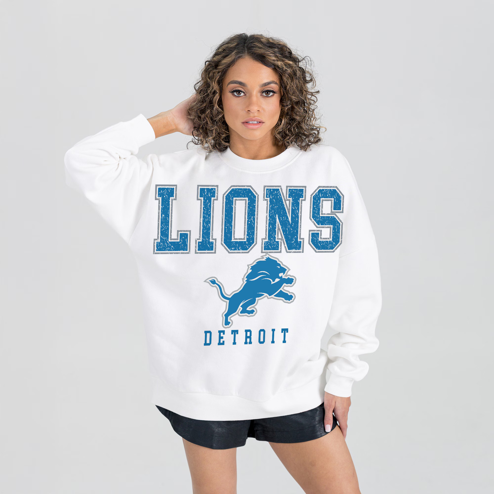 Detroit Lions Gameday Couture Women's  Sunday Drives Oversized Crewneck Pullover Sweatshirt – ... | Fanatics