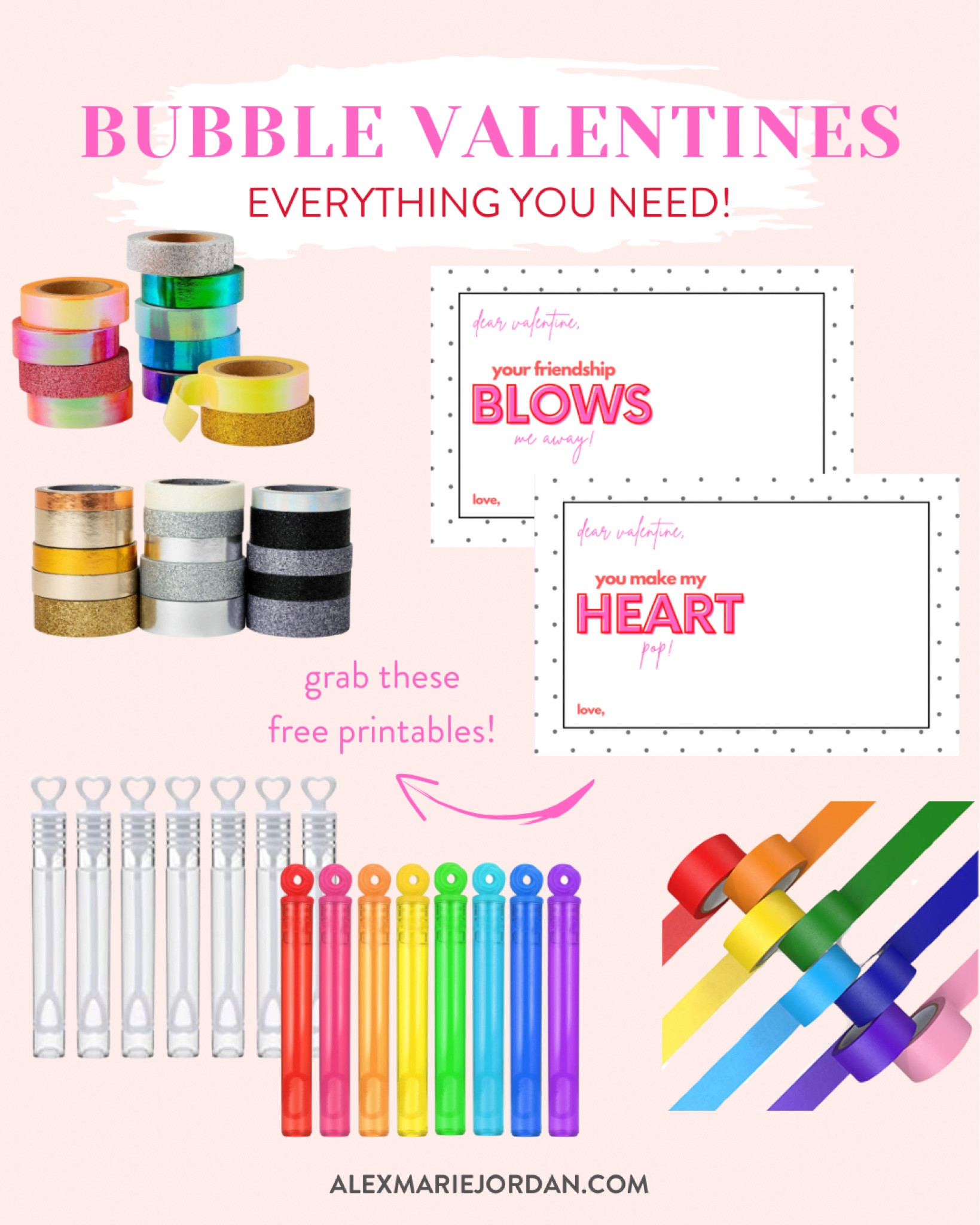 bubble themed valentines, printable valentine cards, non candy valentine, bubble valentine, washi tape, Amazon finds 

#LTKSeasonal #LTKkids
