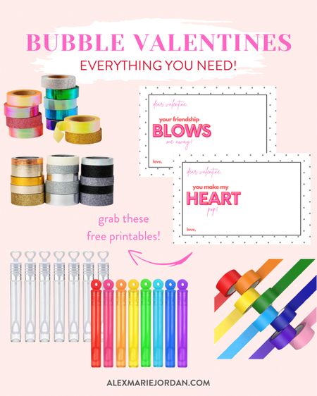 bubble themed valentines, printable valentine cards, non candy valentine, bubble valentine, washi tape, Amazon finds 

#LTKSeasonal #LTKkids