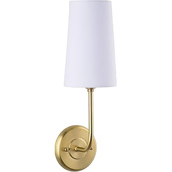 Linea di Liara Forma Gold Wall Sconce, White Fabric Shade, Antique Brass, UL Listed, Modern Wall ... | Amazon (US)