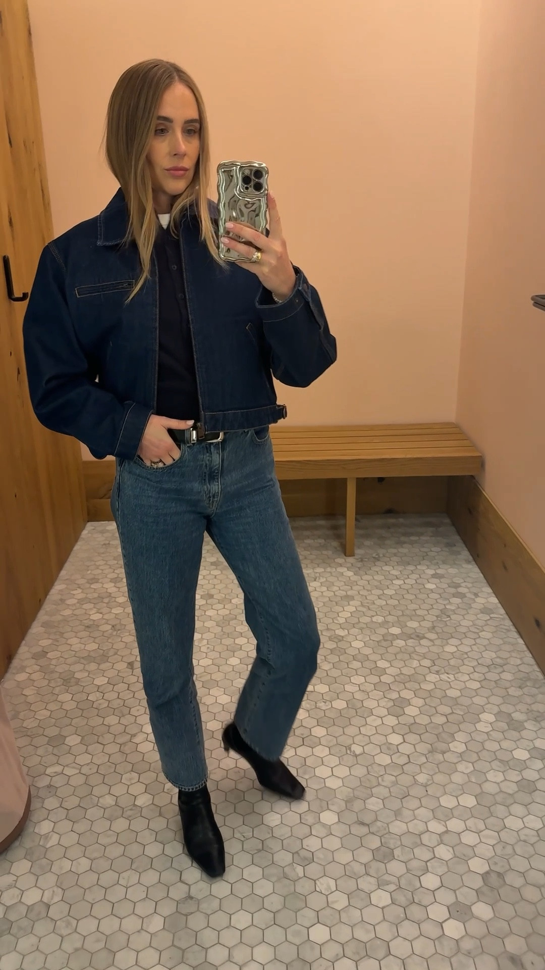 Got this jacket today - looks like Miu Miu. Wearing size medium for relaxed fit 

#LTKootd #LTKOver40 #LTKTall