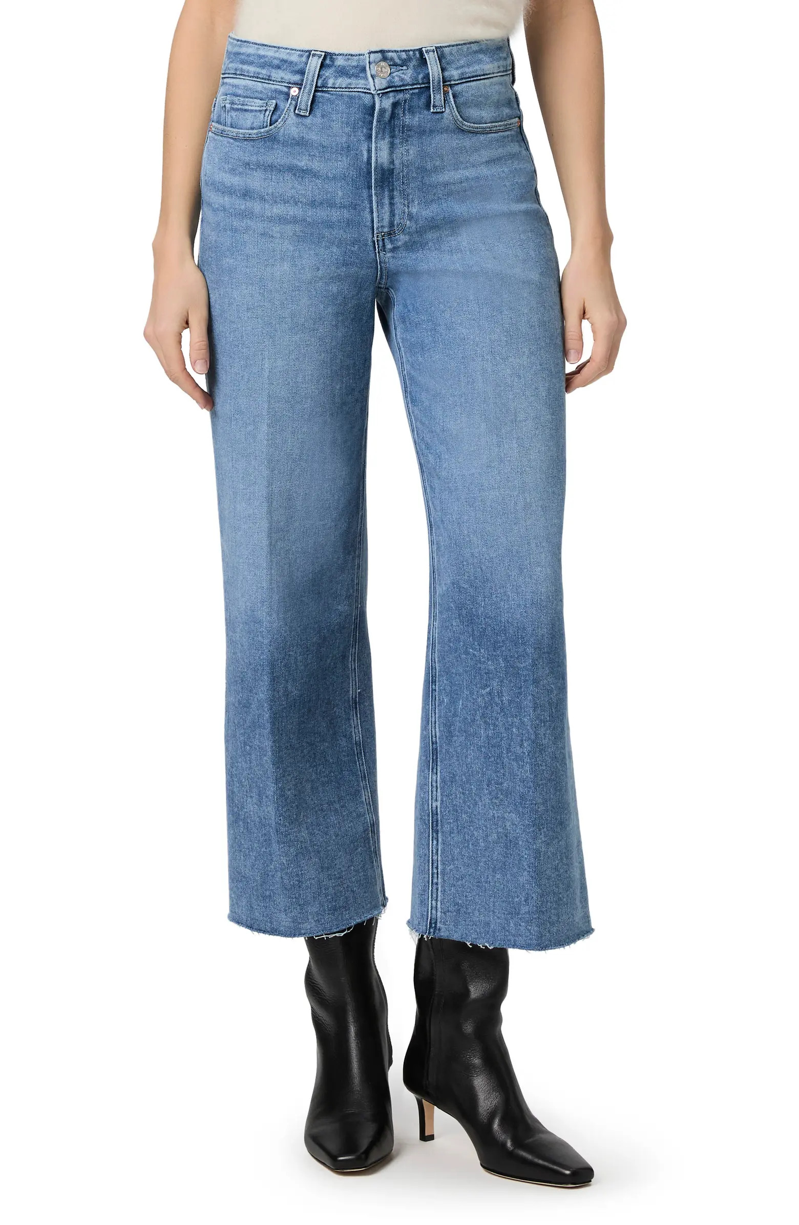 Anessa High Waist Raw Hem Wide Leg Jeans | Nordstrom