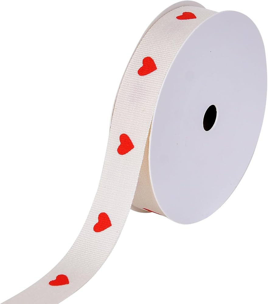 YAMA Valentine's Day Cotton Ribbon, 5/8 Inch x 10 Yard, Natural Ribbon with Red Heart Pattern for... | Amazon (US)