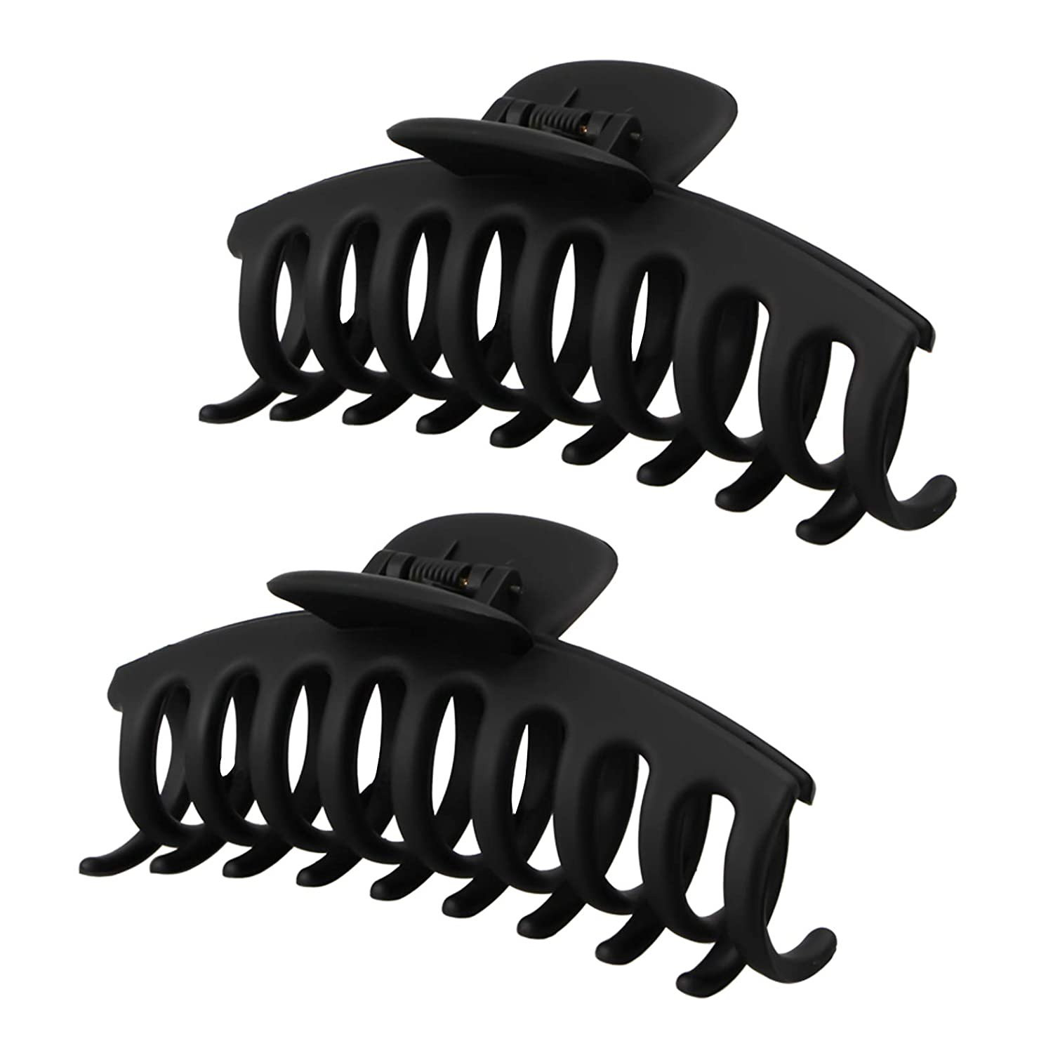 2PCS Black Hair Claw Clips, Large Matte Black Hair Claws, Fashion Hair Barrettes for Women, Stron... | Walmart (US)