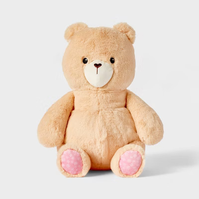 12'' Tan Bear Stuffed Animal with Heart Shaped Nose - Gigglescape™ | Target