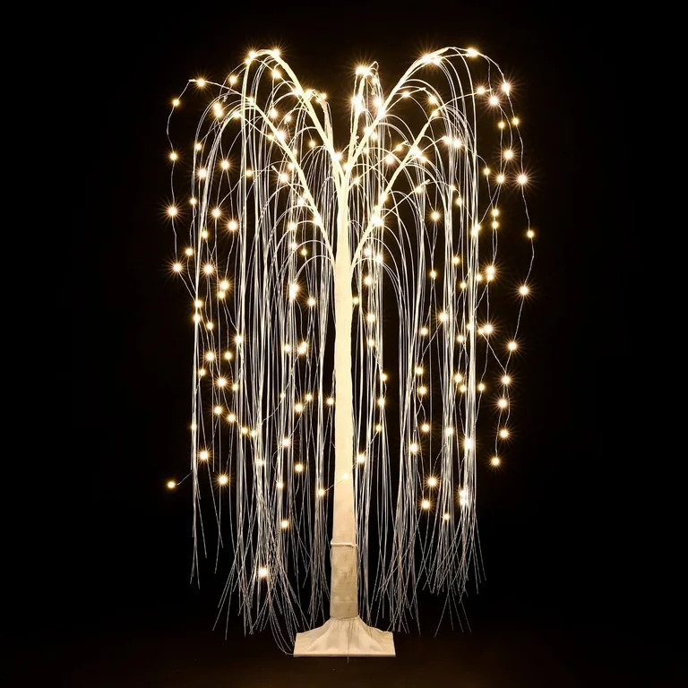 LuxenHome Pre-Lit 47.24" H White Willow LED Lighted Tree Decoration | Walmart (US)