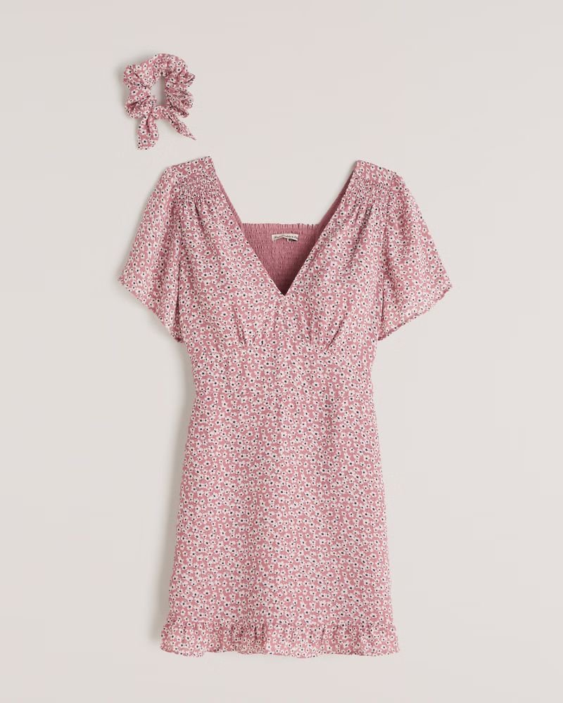 Flutter Sleeve Mini Dress | Abercrombie & Fitch (US)