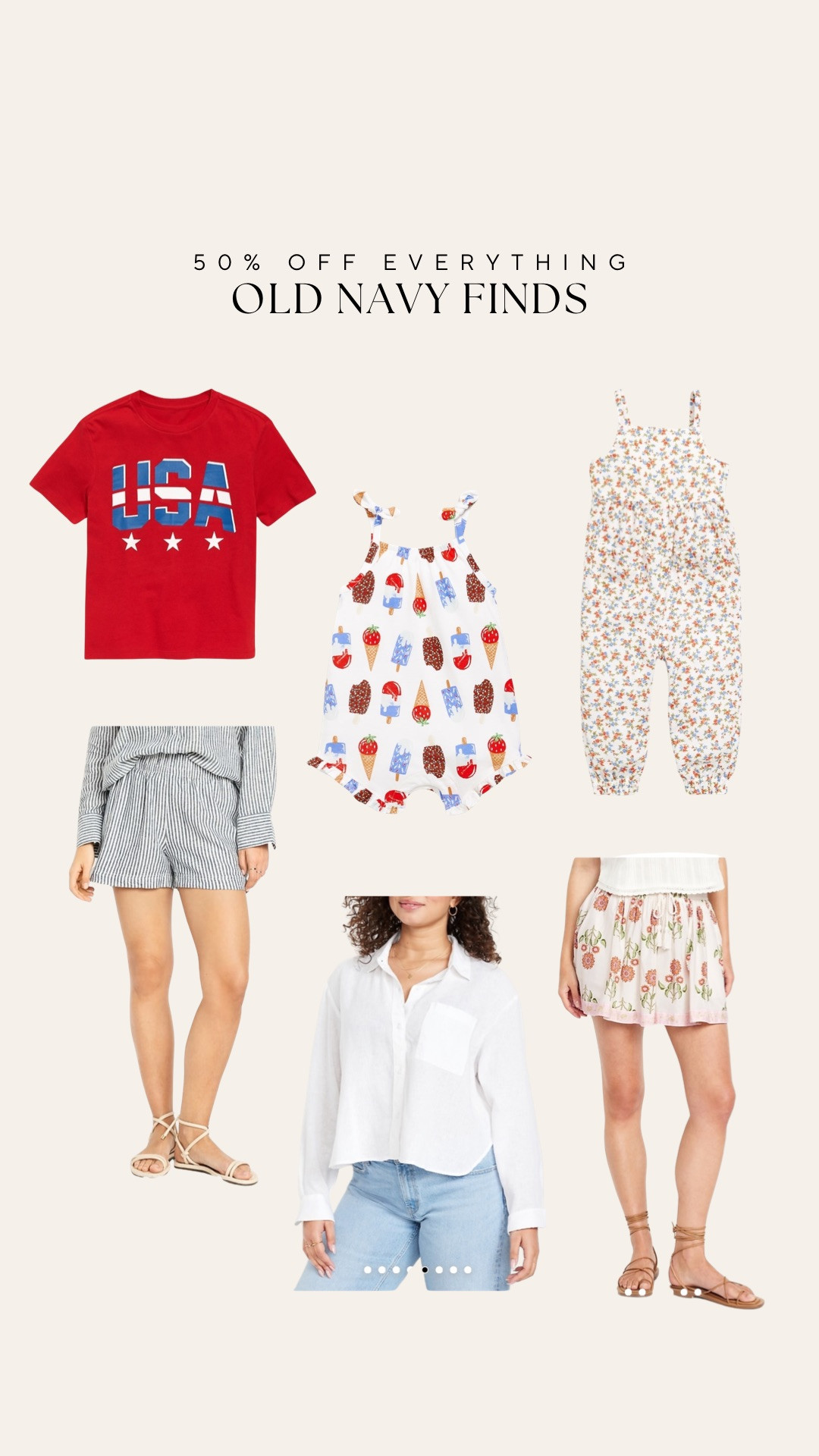 Old Navy Memorial Day sale! Get 50% off EVERYTHING - such great options for everyone in the family! 

 #LTKSaleAlert #LTKStyleTip #LTKKids
