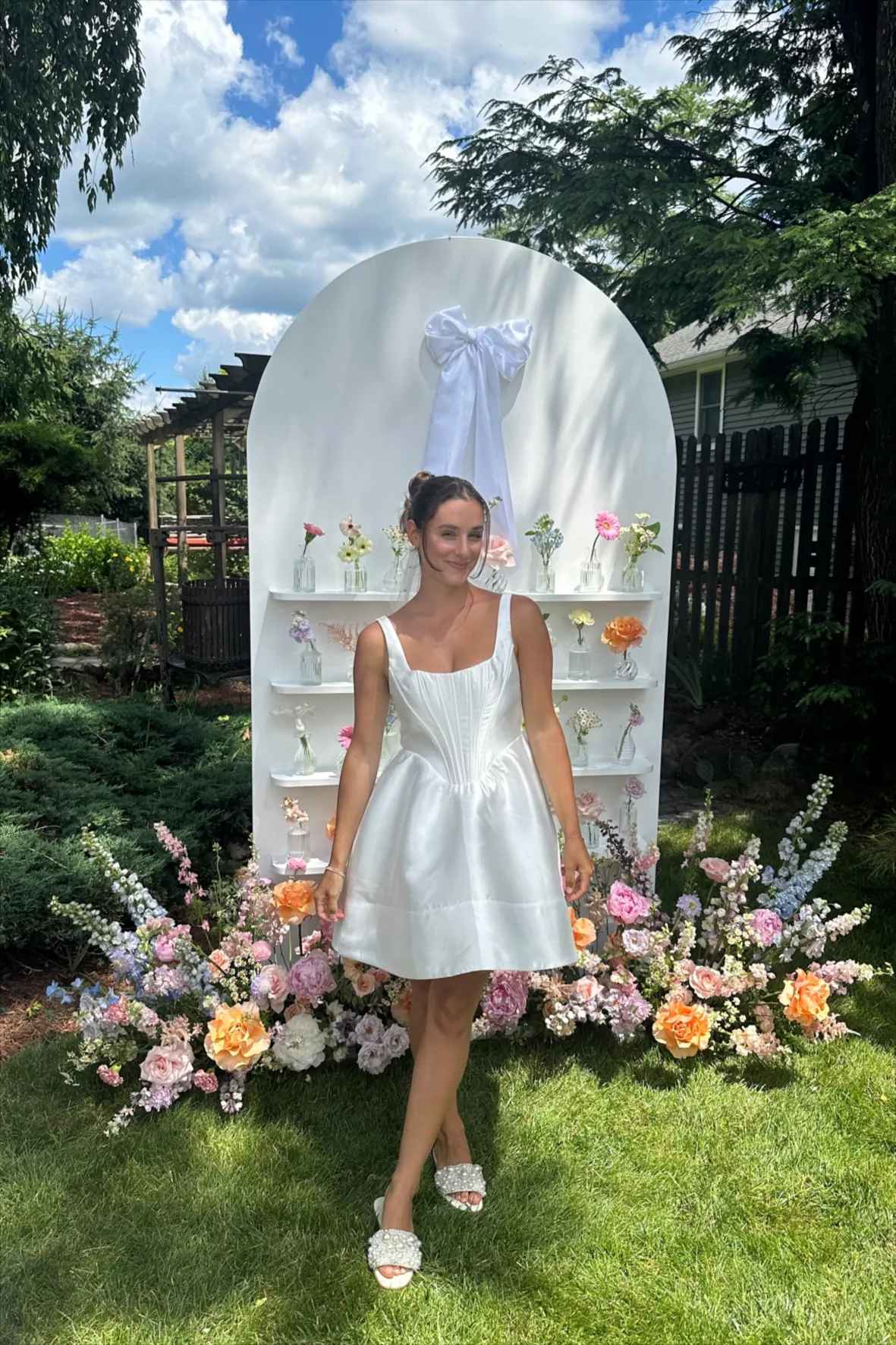 spring bridal shower dresses 10 Outfits For Every Bride city hall wedding dress in a flattering backless sheath style with grosgrain ribbon tie. thekelsg on LTK