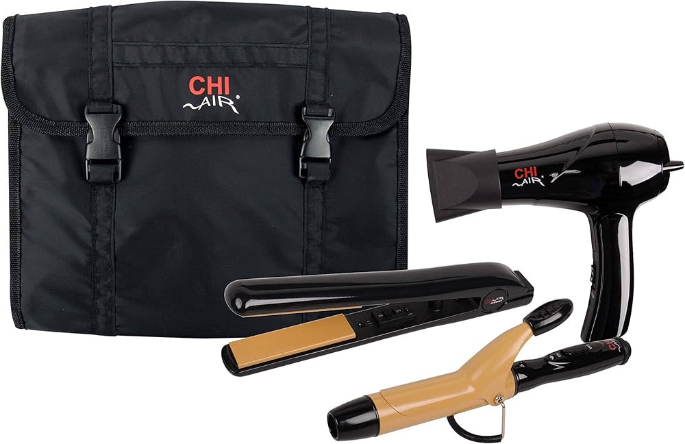 CHI Tourmaline Ceramic 3-Piece Travel Set, Black, | Amazon (US)