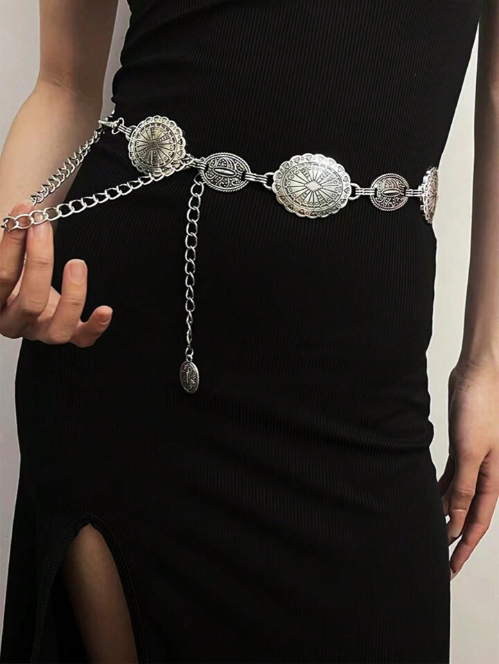 1pc Women's Fashionable Simple Multilayer Chain Waist Belt In White For Daily, Casual Or Summer O... | SHEIN