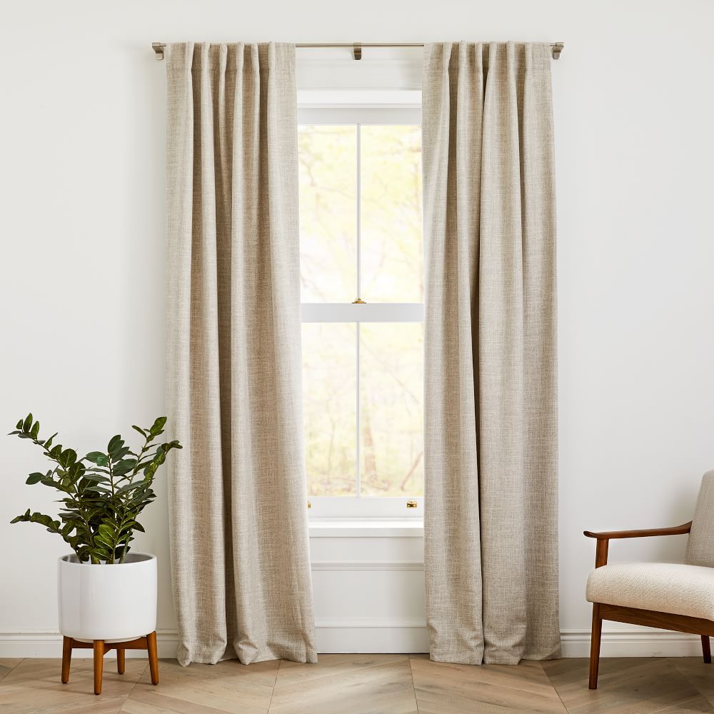Crossweave Curtain with Black Out Belgian Flax 48&amp;quot;x96&amp;quot; | West Elm (US)