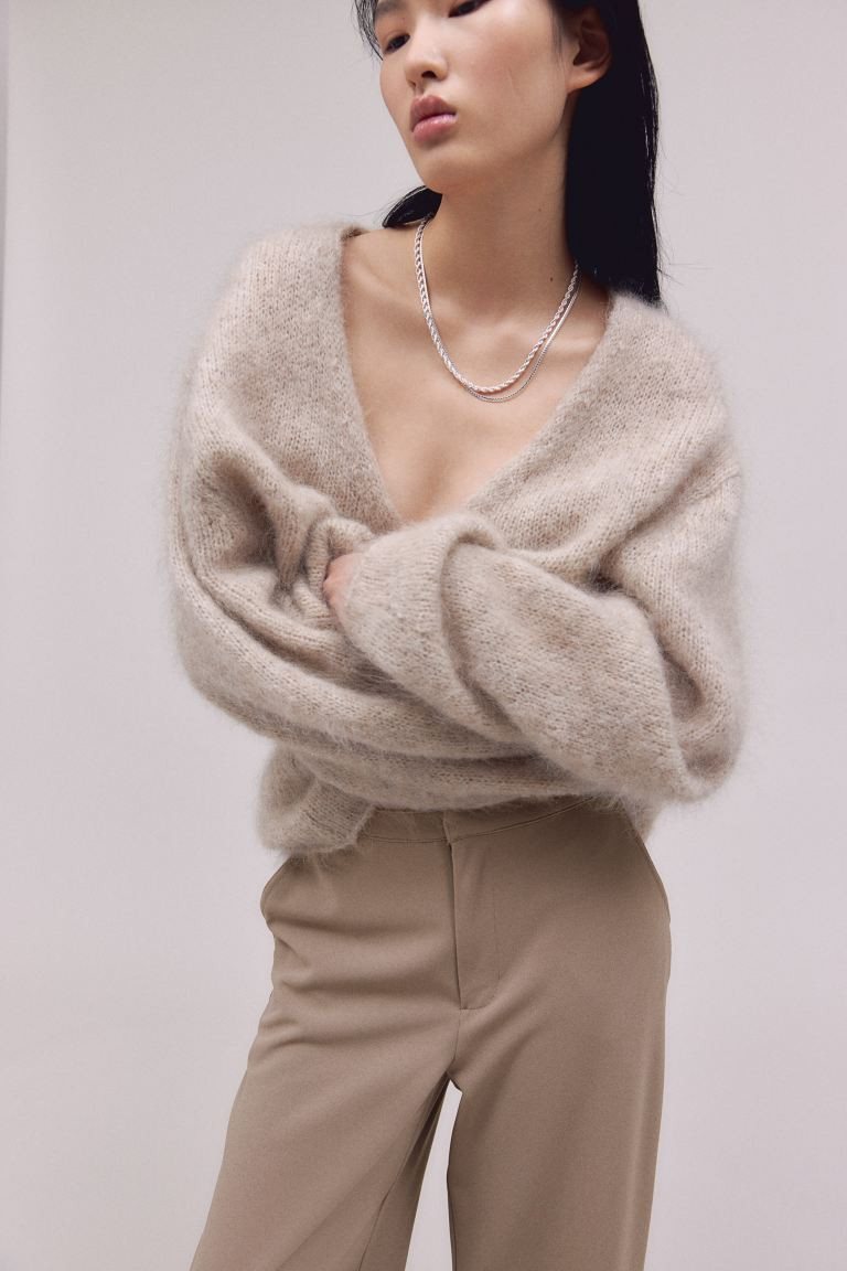 Jersey crêpe trousers - Beige - Ladies | H&M GB | H&M (UK, MY, IN, SG, PH, TW, HK)