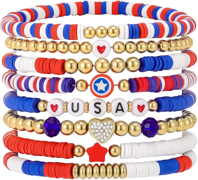 Colorful Stretch Bracelet Stack Boho Beaded Bracelet Set Heishi Surfer Bracelet Stackable Y2K Tre... | Amazon (US)