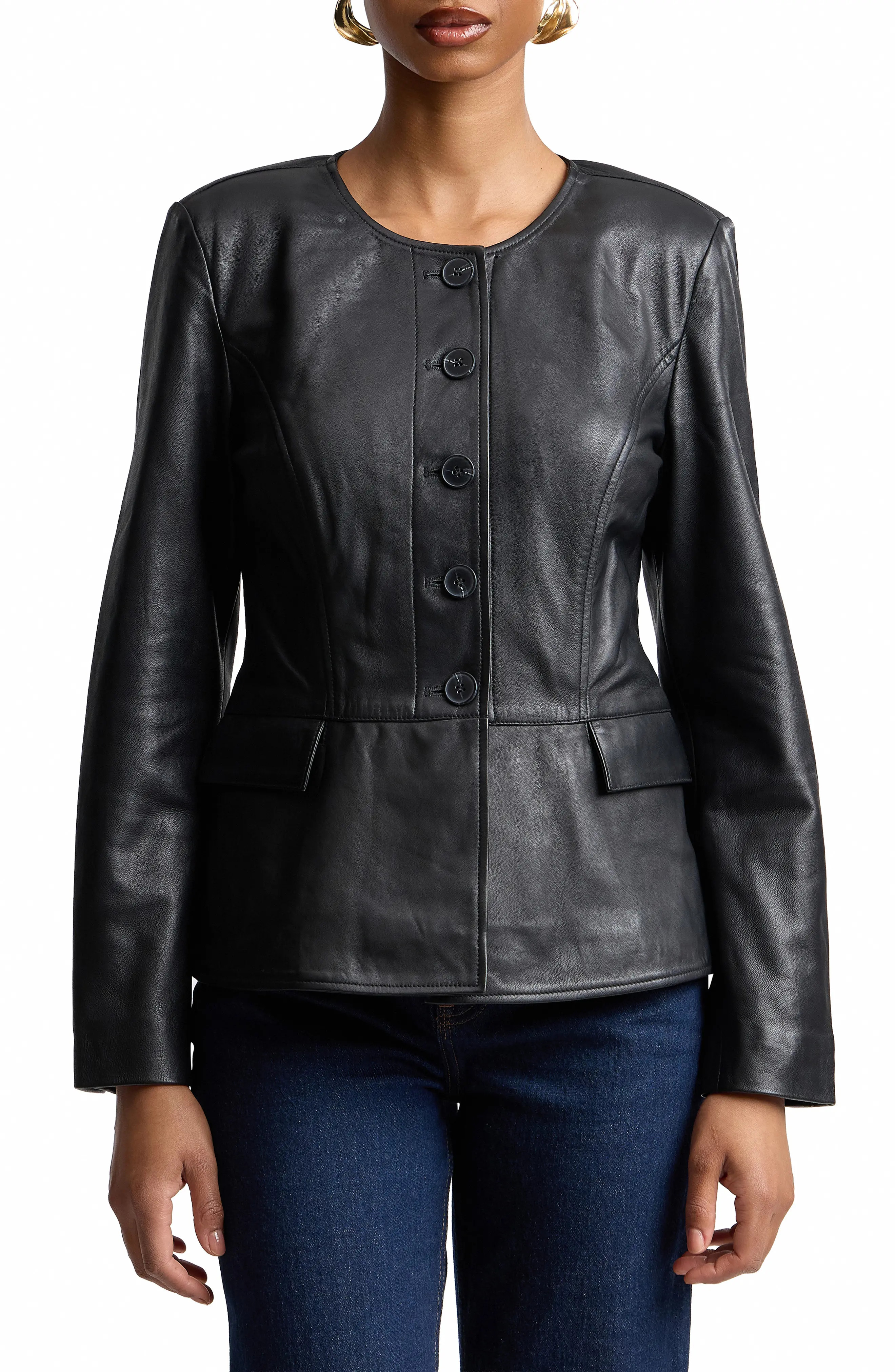 Peplum Leather Jacket (Women) | Nordstrom | Nordstrom