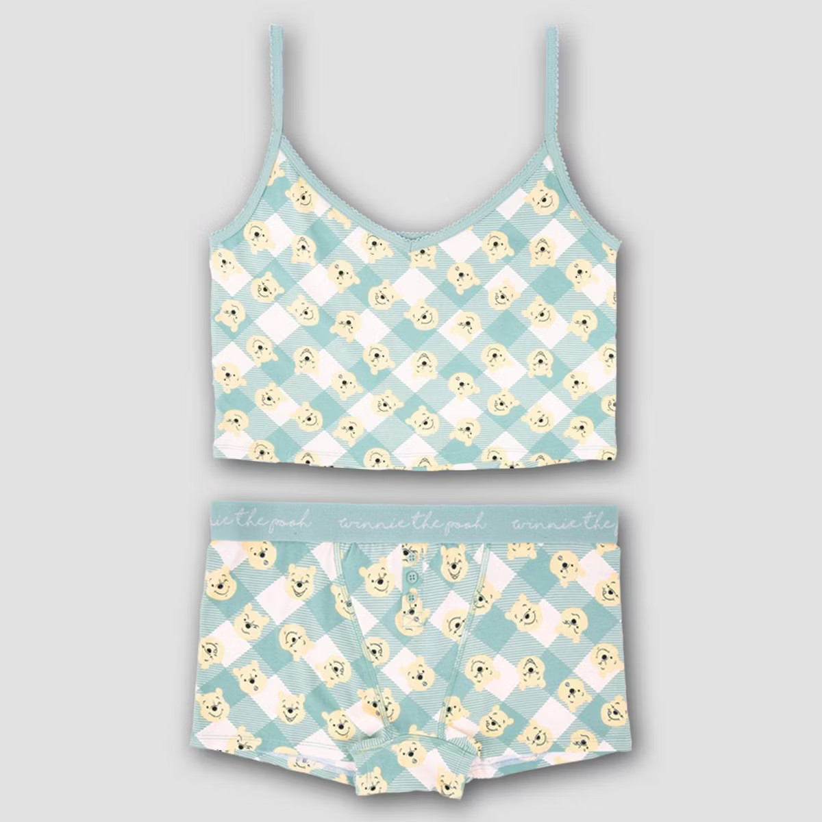 Women's Winnie the Pooh Cami & Boxer Set - Light Green | Target