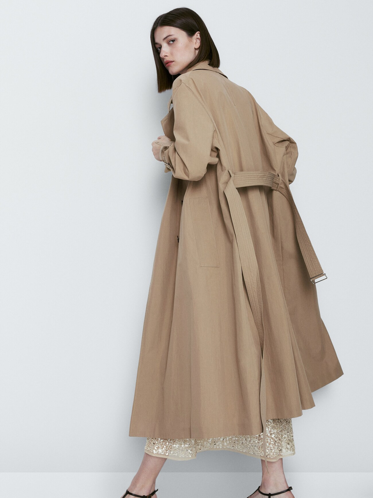 Technical trench coat with belt | Massimo Dutti US