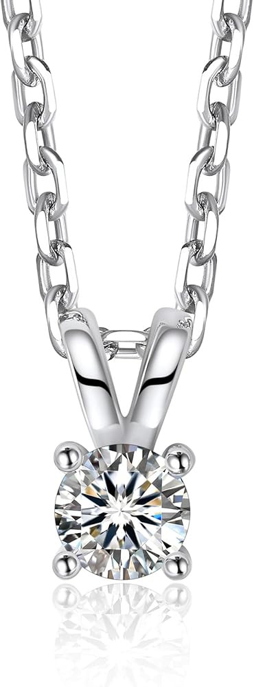MomentWish Moissanite Solitaire Pendant Necklaces for Women Sterling Silver 0.3/0.5/1/2-Carat D C... | Amazon (US)