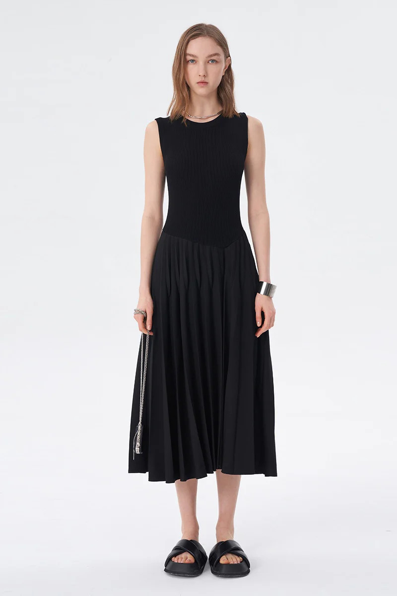 Piano Black Knitted Tank Dress | SELFWHO