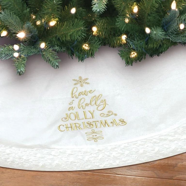 Holiday Time White Velvet Christmas Tree Skirt, 48" - Walmart.com | Walmart (US)