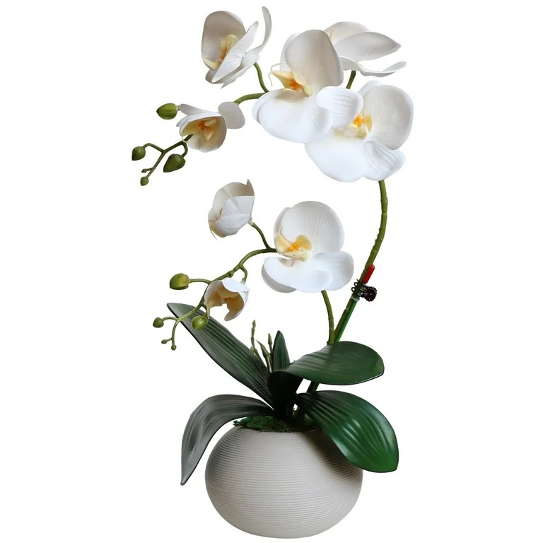 Forlaoers 17" Real White Fake Orchid Artificial Silk Flowers in Vase Fake Plant Potted for Home D... | Walmart (US)