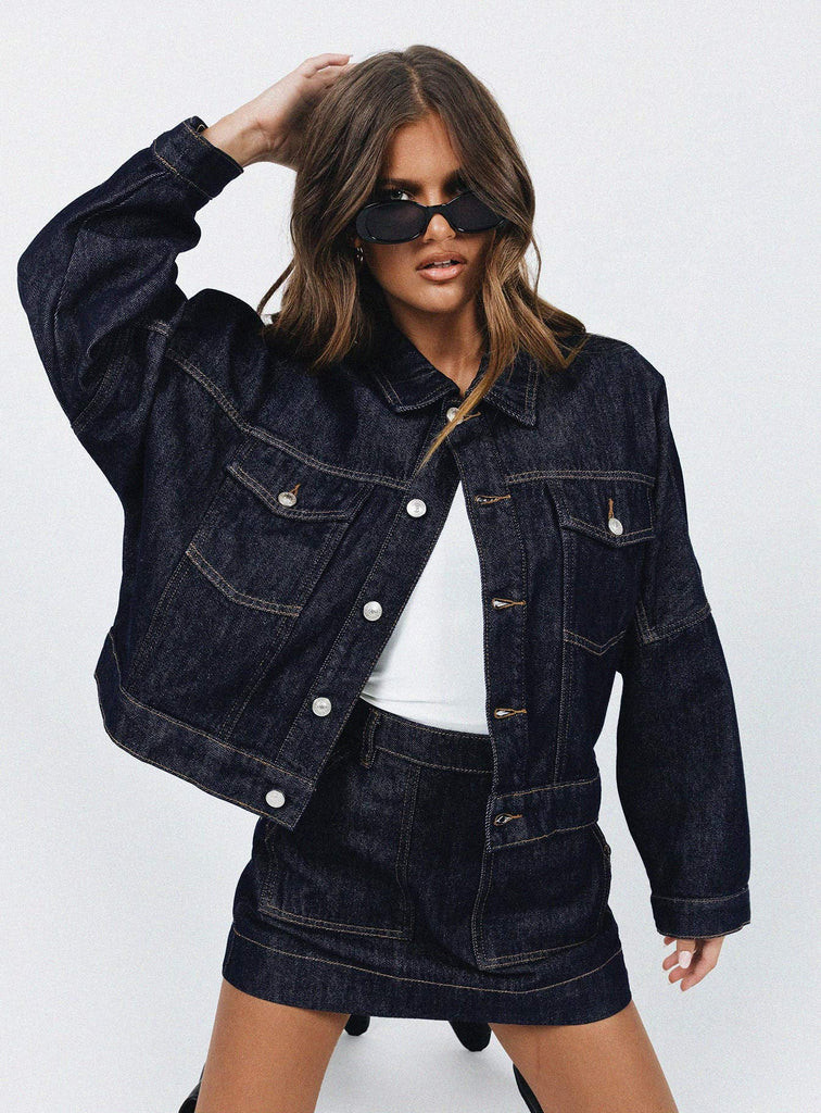 Hughes Jacket Dark Wash Denim | Princess Polly AU