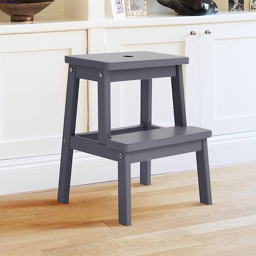 HOUCHICS Step Stools for Adults, Wooden Step Stool with 400 lb, Wood Step Stool, Gray Step Stool,... | Amazon (US)