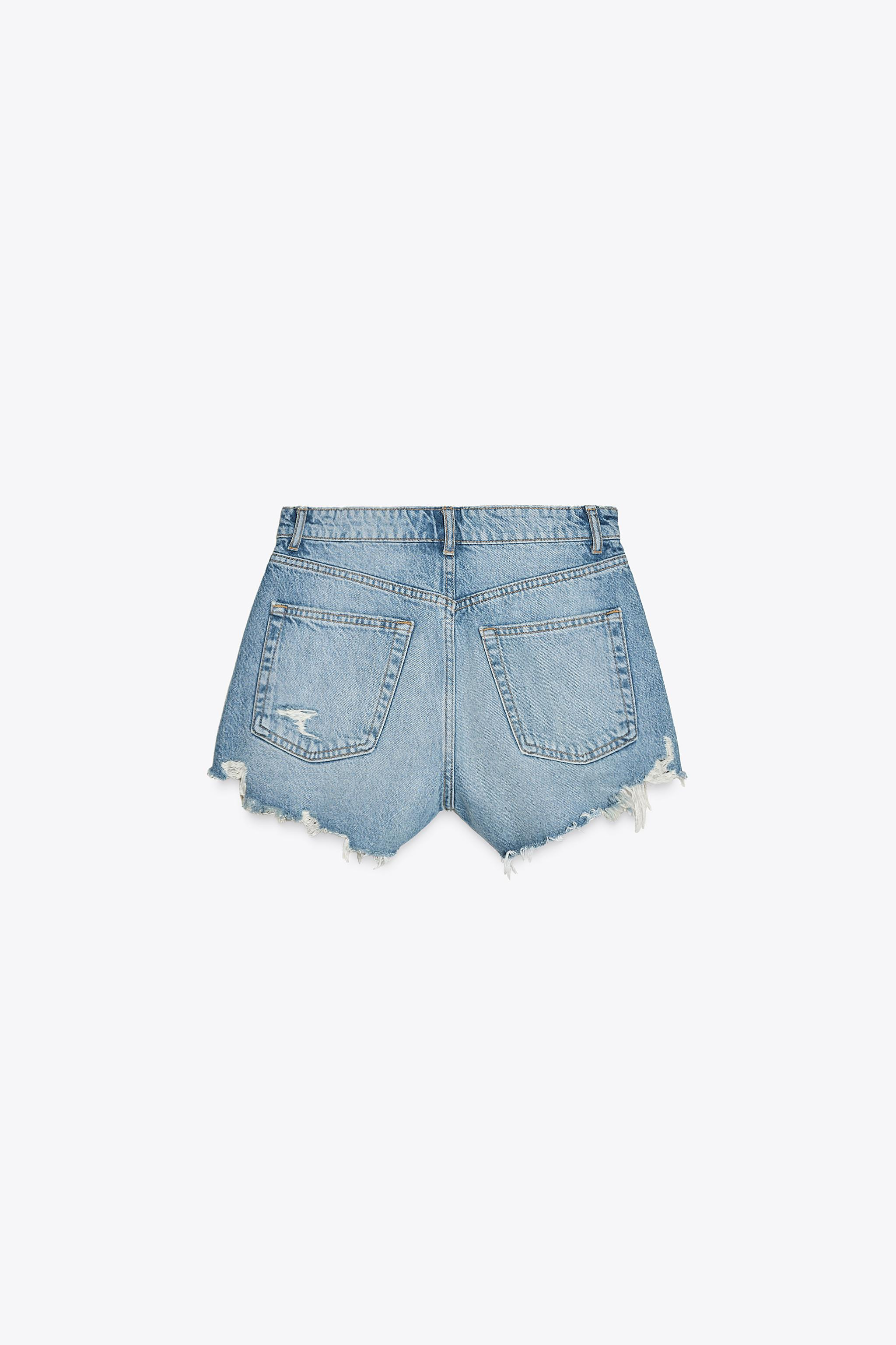 CURVED HIGH-WAISTED DENIM SHORTS | Zara US