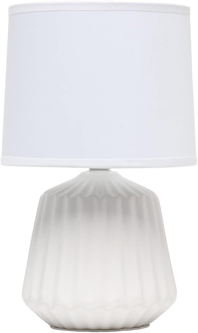 Simple Designs LT1120-OFF Petite Mini Pleated English Ceramic Base Table Lamp, Off White | Amazon (US)