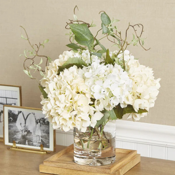 Faux Hydrangea Centerpiece in Vase | Wayfair North America