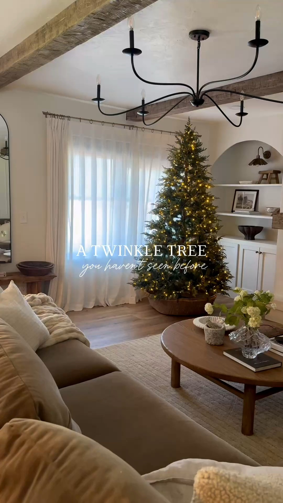 Brand new twinkle tree from @lowes this year! I love that only half of the lights twinkle so you get that cozy glimmer and not a disco show. The branches are very realistic and real touch and have a deep green color. I’m sure it will sell out! Christmas twinkle tree. Baskets for Christmas trees. Both baskets are from @antiquefarmhouse

#LTKHome #LTKSeasonal