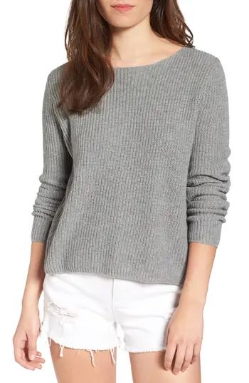 Women's Bp. Lace-Up Back Sweater, Size Small - Grey | Nordstrom