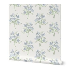 Pearl's Bouquet Quiet Blue Green | Spoonflower
