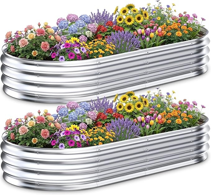 Galvanized Raised Garden Bed Outdoor, 6x3x1ft(2 Pack) Metal Heavy Duty Planter Boxes for Gardenin... | Amazon (US)