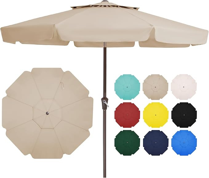 JEAREY 10FT 2-Tiers Patio Umbrellas Outdoor Large Market Umbrella With Tilt Push Button & Crank L... | Amazon (US)