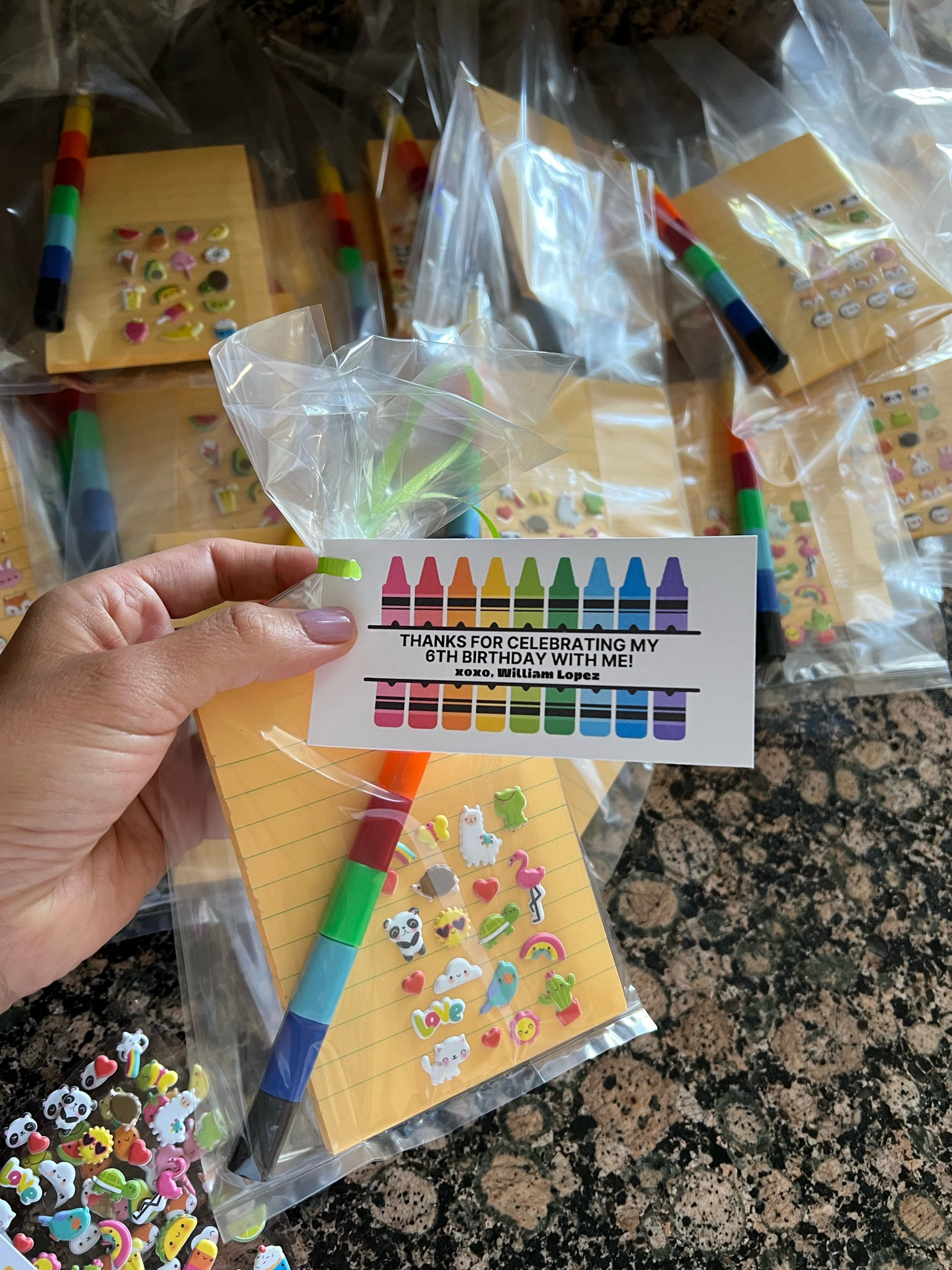 Notepad, sticker and crayon favor bags! 

#LTKkids #LTKparties #LTKfamily