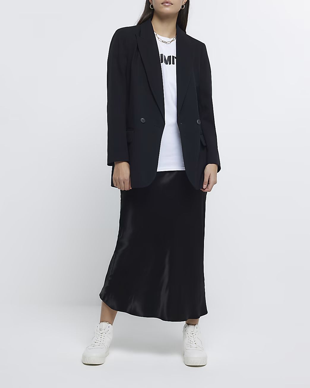Black satin maxi skirt | River Island (UK & IE)