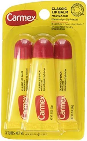 Carmex Lip Balm Tube Classic Medicated 0.35 Ounce 3 Count (10.3ml) | Amazon (US)