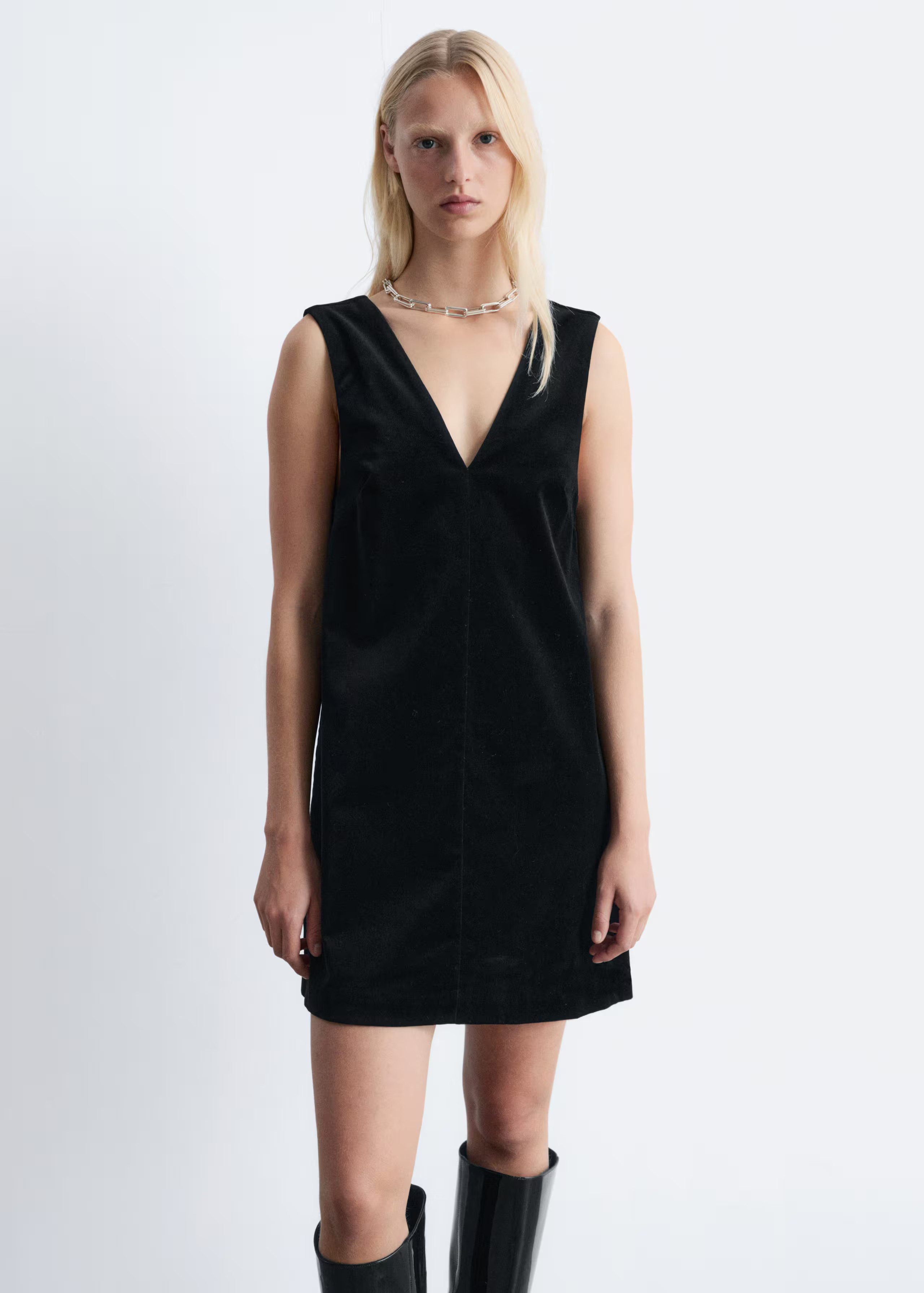 V-Neck Velvet Mini Dress | & Other Stories UK