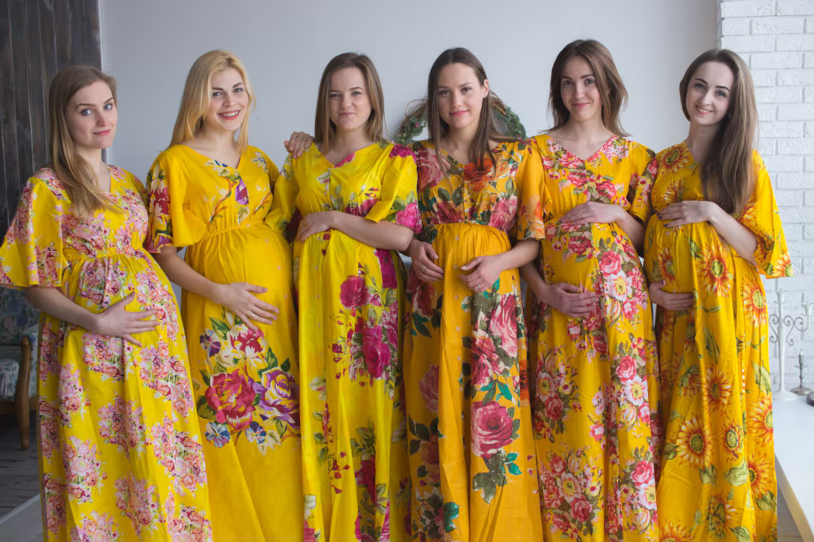 Yellow Maternity Caftans Buttoned Empire Waist Maternity Friendly Dress, Maternity Maxi, Bump Fri... | Etsy (US)