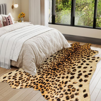 LOVEVOOK Faux Leopard Print Rug 5x6.2 Feet, Leopard Rugs for Bedroom Living Room Western Decor, Faux Fur Animal Cow Hide Carpet | Target
