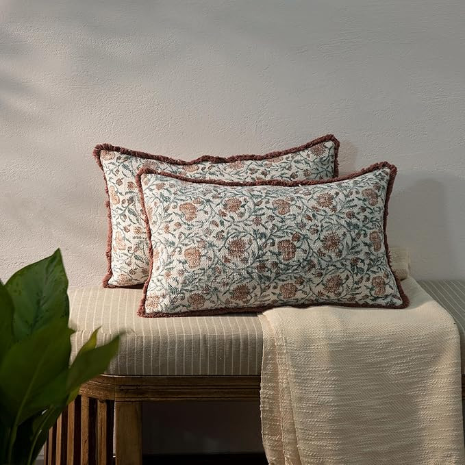 Decorative Throw Pillow Covers, Set of 2 (White Mahogany, 12" x 20" (Pack of 2)) | Amazon (US)