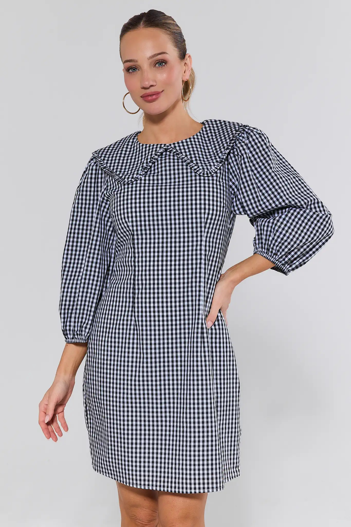 Gracie Black Gingham Short Dress | Avara