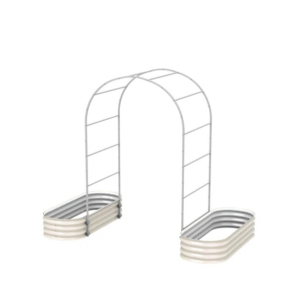 11" Tall 4 In 1 Modular Metal Outdoor Raised Garden Bed With Trellis | Wayfair North America