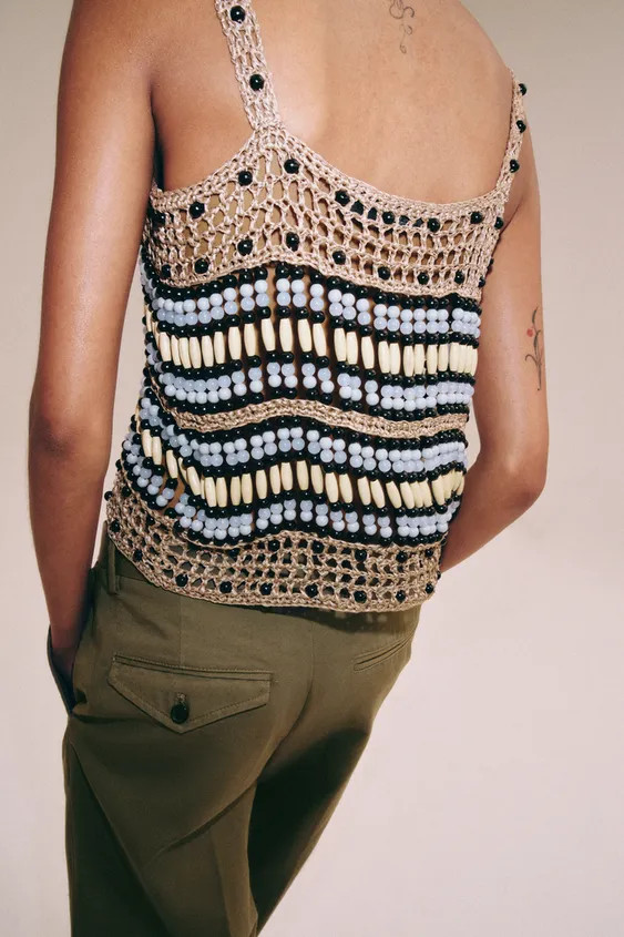 BEADED KNIT TOP | Zara US