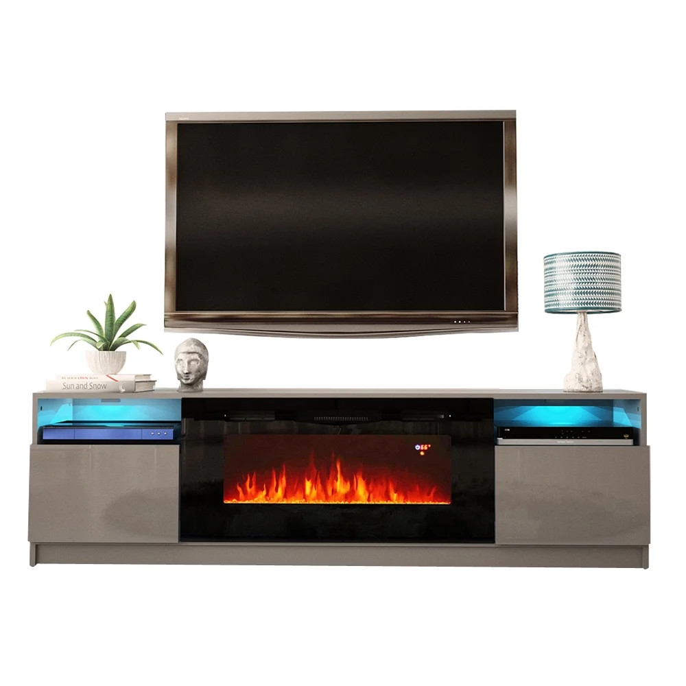 York 02 Electric Fireplace Modern 79" TV Stand | Walmart (US)
