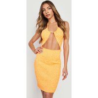 Womens Space Dye Cut Out Halterneck Knitted Dress - Orange - S, Orange | Boohoo.com (UK & IE)